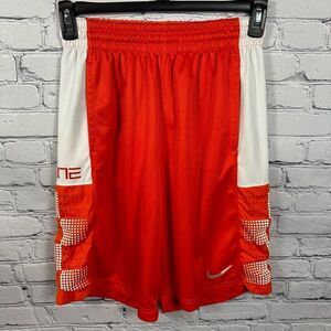 Nike Men’s Elite Basketball Shorts Dri-Fit Drawstring Waist Orange & White S